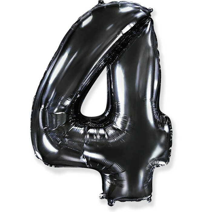 Шар фольга цифра "4", 40", черный