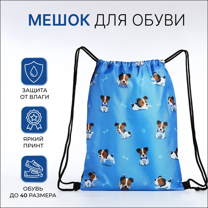 Мешок для обуви на шнурке, синий
