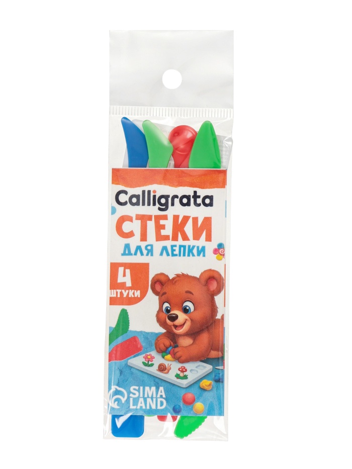 Стеки для лепки Набор 4шт Пчелка цветные, микс