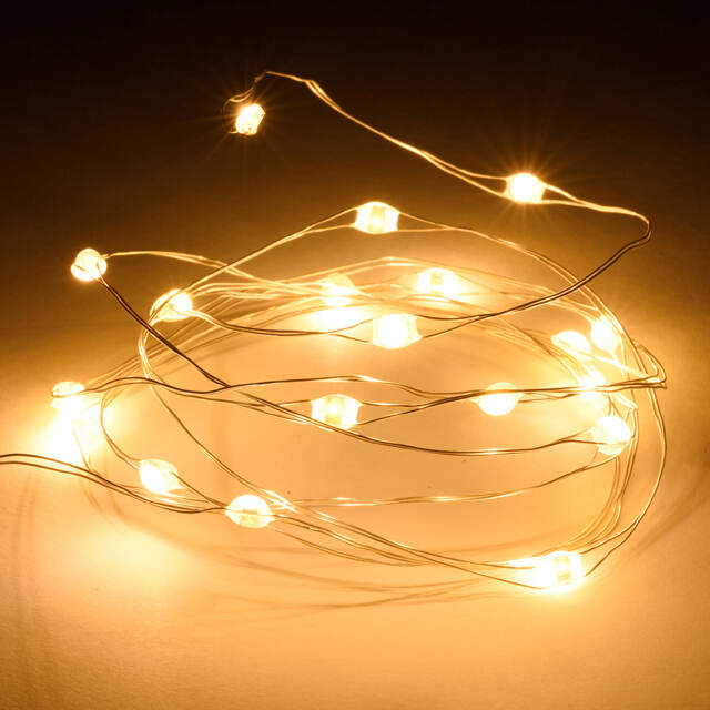 Светодиодная гирлянда Капельки на батарейках 1 м, 10 теплых мини LED ламп, медная проволока