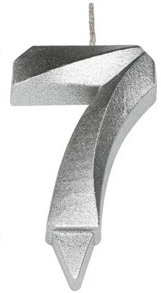 Свеча цифра " 7" большая серебро