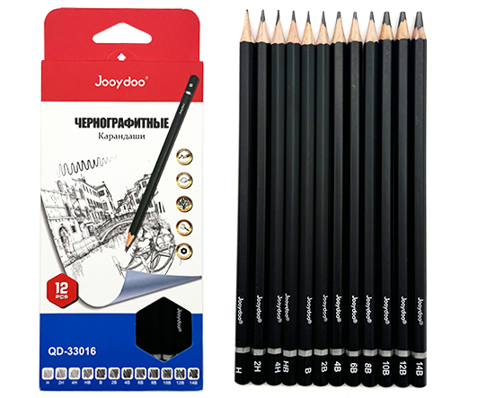 Набор чернографитных карандашей Jooydoo QD-33016, 12 шт