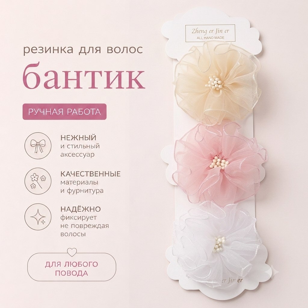 Резинка Цветок, 5*5см, микс