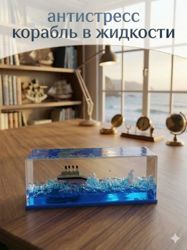 Интерьерный сувенир "Титаник", голубой, 15 х 4,5 х 5,3