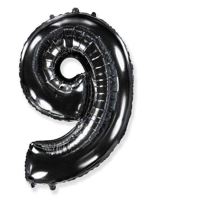 Шар фольга цифра "9", 40", черный