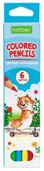 Карандаши "Hatber Eco", 6 цветов, серия "Pets Story", в картонной упаковке