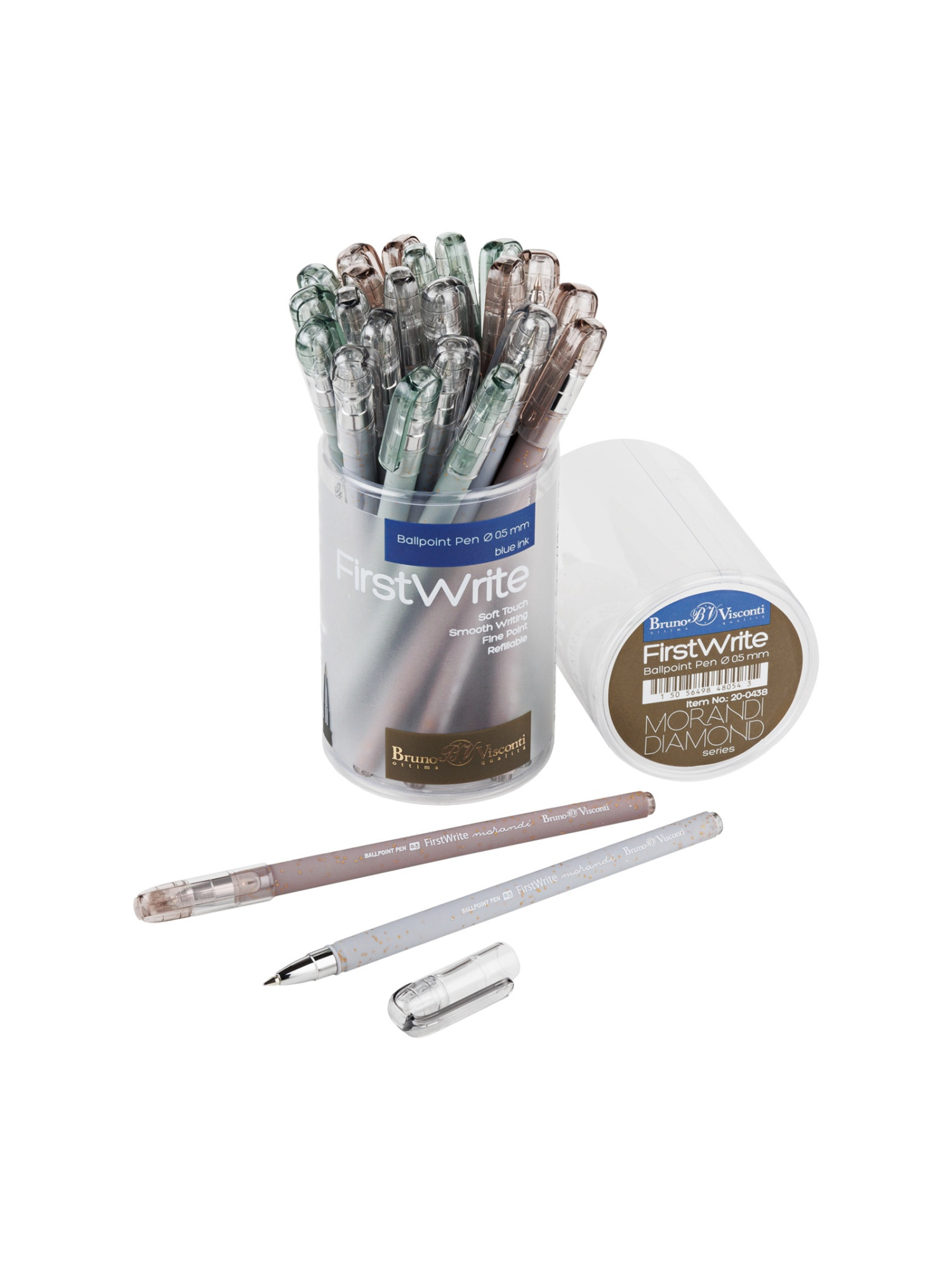 РУЧКА "FirstWrite.Morandi diamond" ШАРИКОВАЯ 0.5 ММ, СИНЯЯ (3 цвета корпуса)