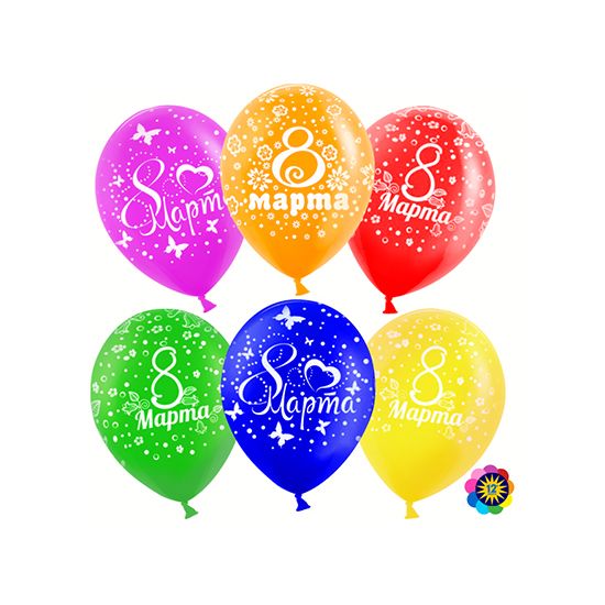 Шар латексный 12" "8 Марта", пастель, МИКС