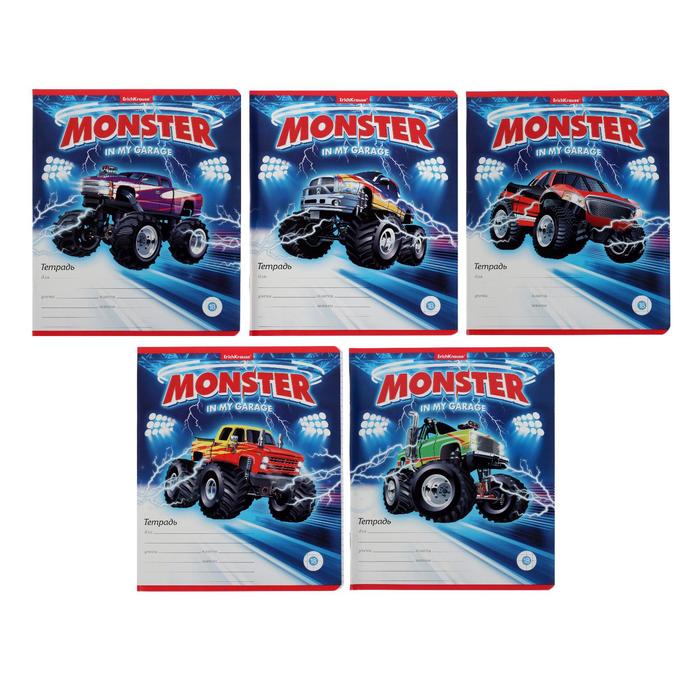 Тетрадь 18 листов в клетку ErichKrause Monster Car, обложка мелованный картон, блок офсет, МИКС