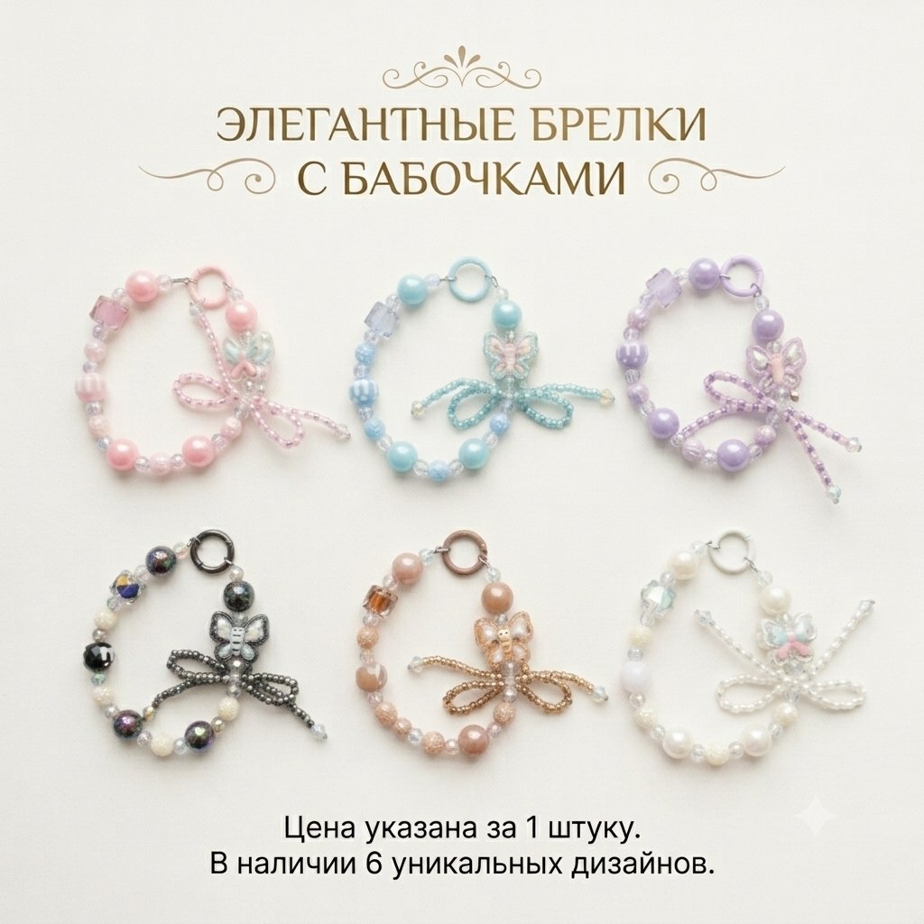 Брелок-подвеска "Бабочка"перламутр, 25см, микс