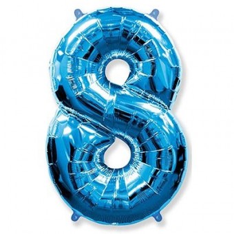 Шар фольга цифра "8" 40", синий