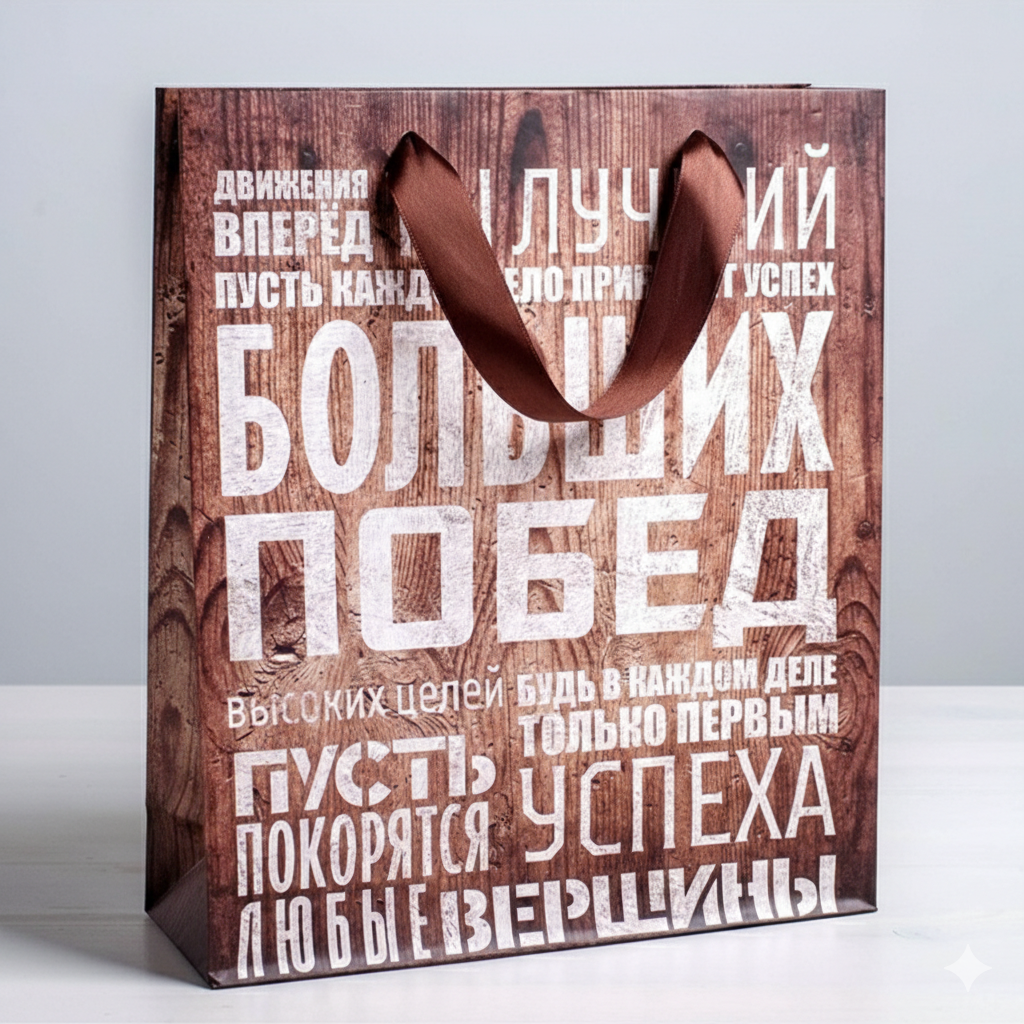 Пакет подарочный ламинированный, упаковка, «Больших побед», MS 18×23×8 см