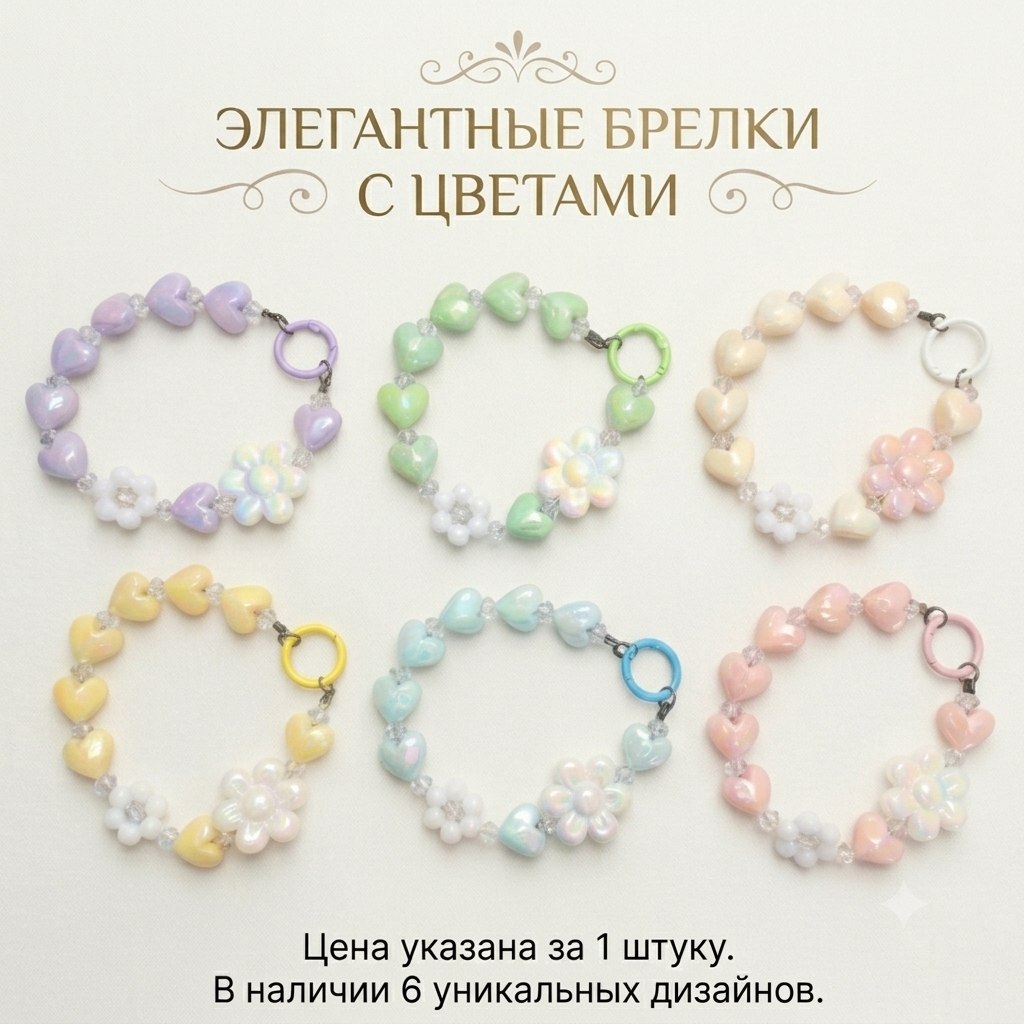 Брелок-подвеска "Цветок", 25см, микс