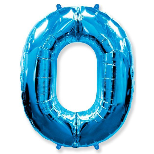 Шар фольга цифра "0" 40", синий