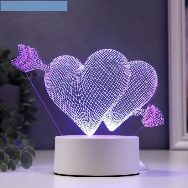 Светильник "Сердца" LED RGB от сети 9,5х18х15 см RISALUX