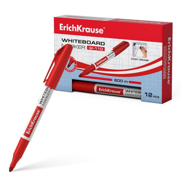 Маркер для доски, 2,0 мм, ErichKrause W-110, круглый, красный