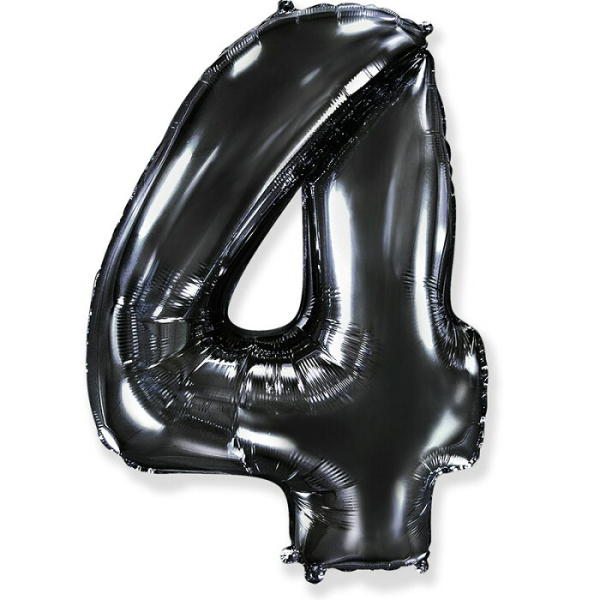 Шар фольга цифра "4", 40", черный