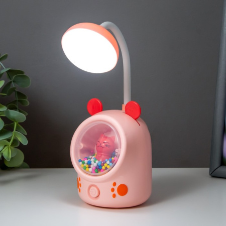 Настольная лампа "Ушки" LED 3Вт USB розовый 7х10х17 см  