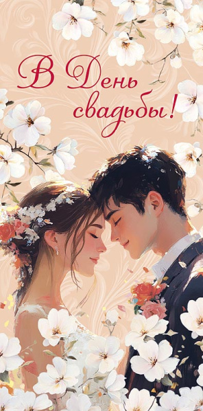 Конверт для денег "В День Свадьбы", 16,5 х 8см
