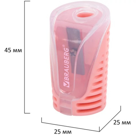 Точилка с контейнером BRAUBERG "CELL PASTEL", 1 отв., платик, микс