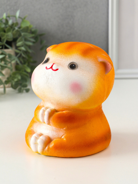 Копилка "Кот Дзен" рыжий, 16х14х14,5 см 