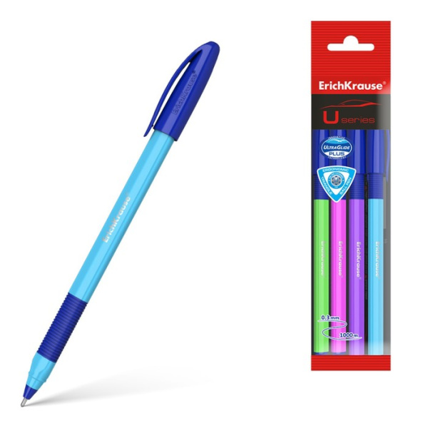 Ручка шариковая ErichKrause U-109 Neon Stick&Grip,игольчатый узел 1.0 мм