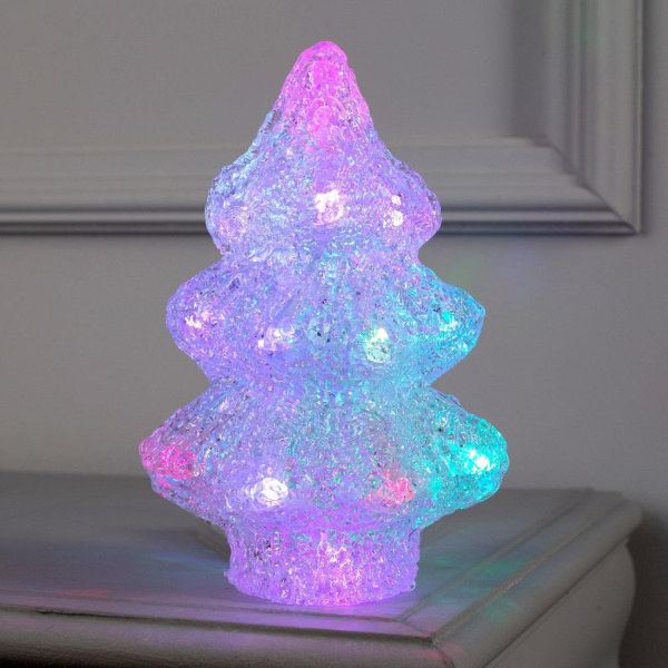 Светодиодная фигура «Ёлочка» 7 × 21 × 7 см, акрил, 20 LED, батарейки ААх2 (не в комплекте), свечение