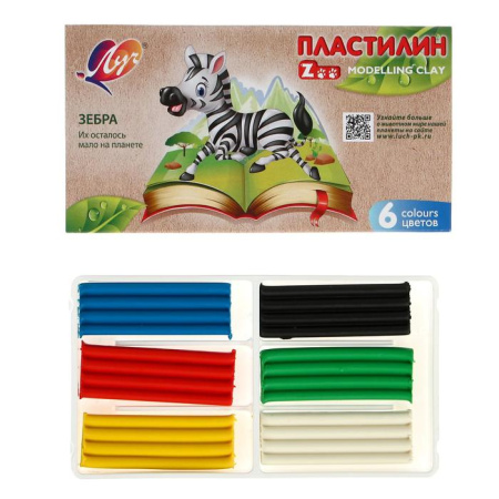 Пластилин «Луч. ZOO», 6 цветов, 90 г