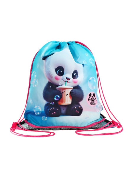 Мешок для обуви на шнурке deVENTE Yummy Panda, вставка сетка
