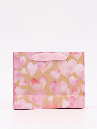 Пакет крафтовый горизонтальный «With love», S 15 × 12 × 5,5 см   