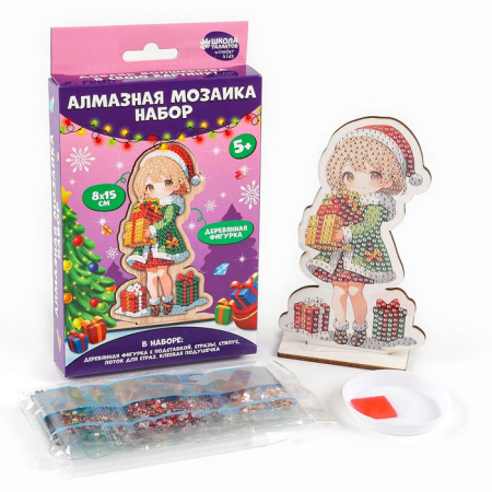Алмазная мозаика на деревянной фигурке «Милая девочка», 8 х 15 см