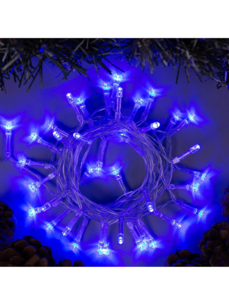 Гирлянда «Нить» 4 м, IP20, прозрачная нить, 40 LED, 2 режима, батарейки AAх3 (нет в комплекте), свеч