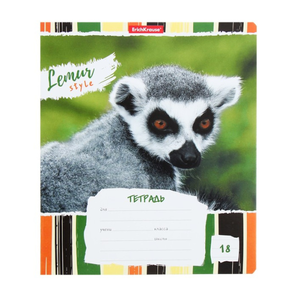 Тетрадь 18 листов, линия, Erich Krause, Lemur Style