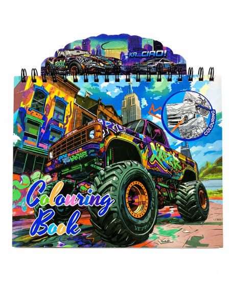 Раскраска для мальчиков,"Monster Truck", с наклейками 33 листа / 66 рисунков микс