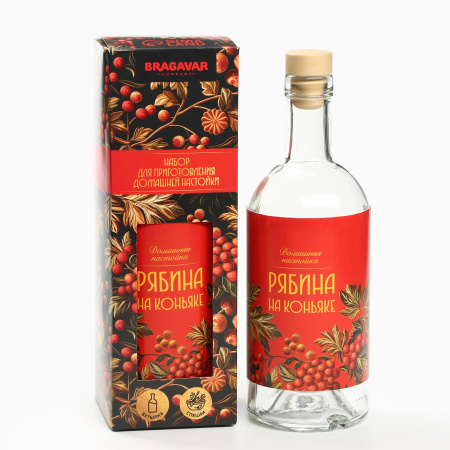 Подарочный набор для приготовления настойки «Рябина на коньяке», набор трав и специй 20 г., бутылка 