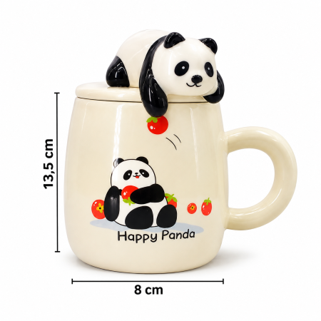 Кружка керамическая «Happy Panda» с крышкой, 450 мл