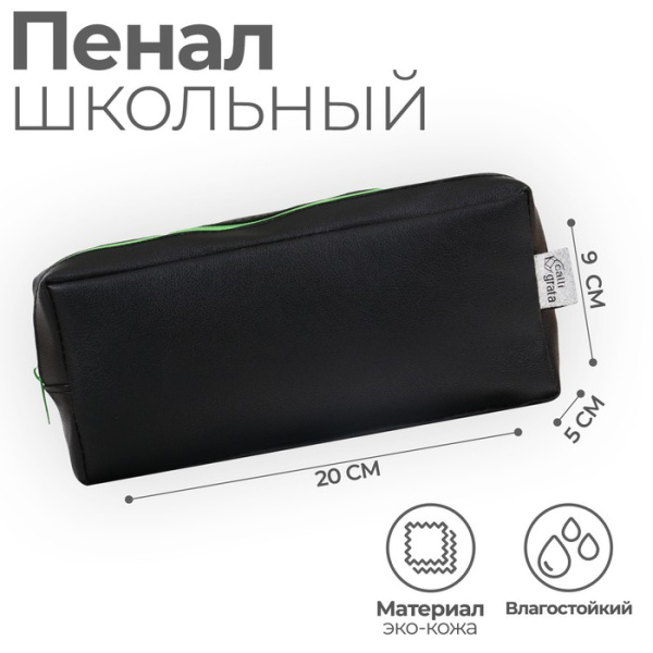 Пенал мягкий, 1 отделение, 90 х 200 х 50 см, объёмный, искусственная кожа, Calligrata "Черно-золотой