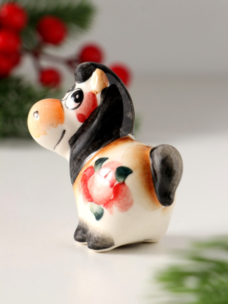 Фигурка фарфор гжель «Конь Вася», 5.5×6×3 см, цветная