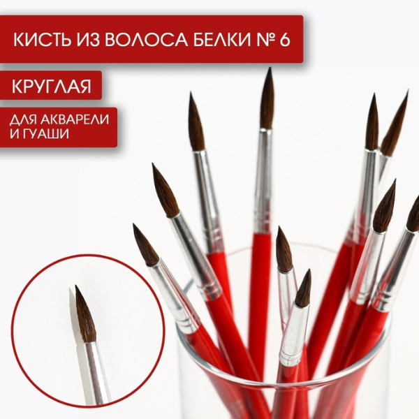 Кисть из волоса белка круглая № 6