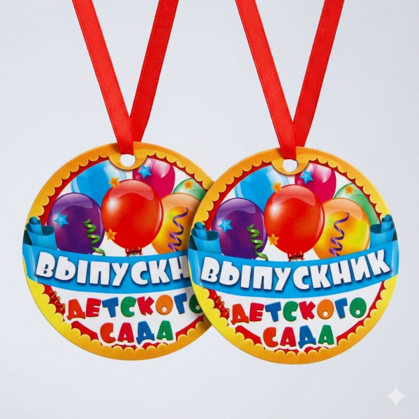 Набор медалей магнитных "Выпускник детского сада", 2 шт., 7 см