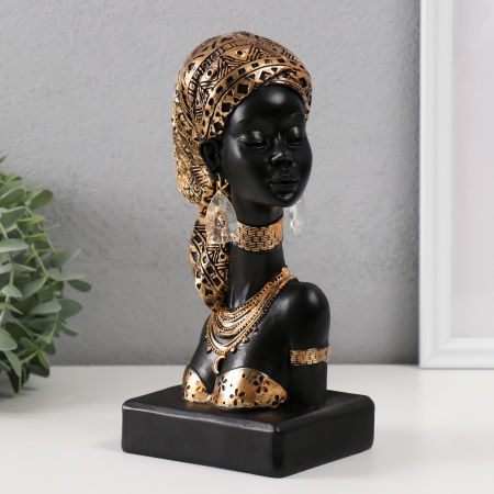 Фигура полистоун «Бюст. Африканка в косынке с узорами», 12×9×22 см