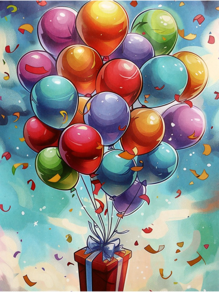 Пакет крафт «Воздушные шарики», 18 × 25 × 8 см 