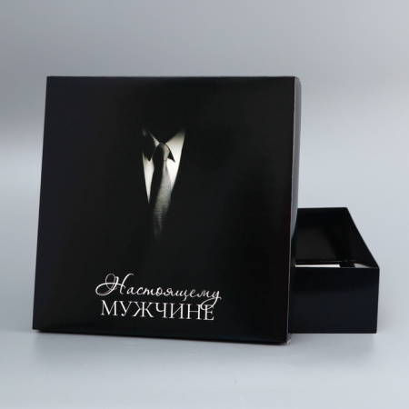 Коробка складная, крышка-дно, "Настоящему мужчине", 30 х 30 х 8 см без окна 