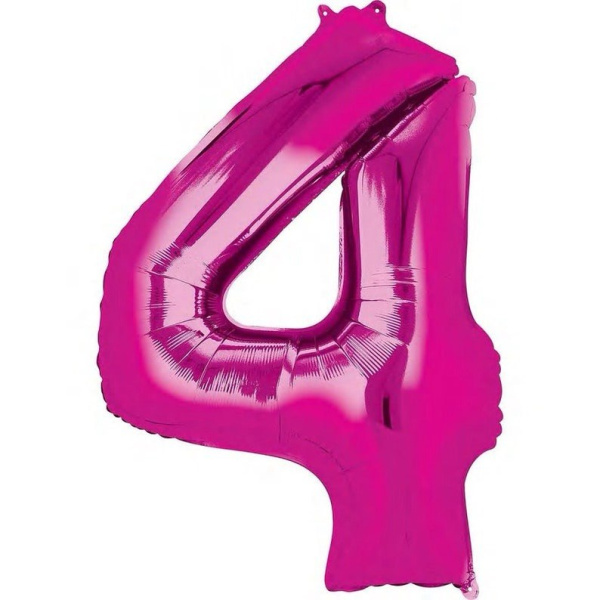 Фольгированный шар цифра "4", фуксия, 40д