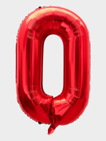 Воздушный шар фольгированный 40" «Цифра 0», красный