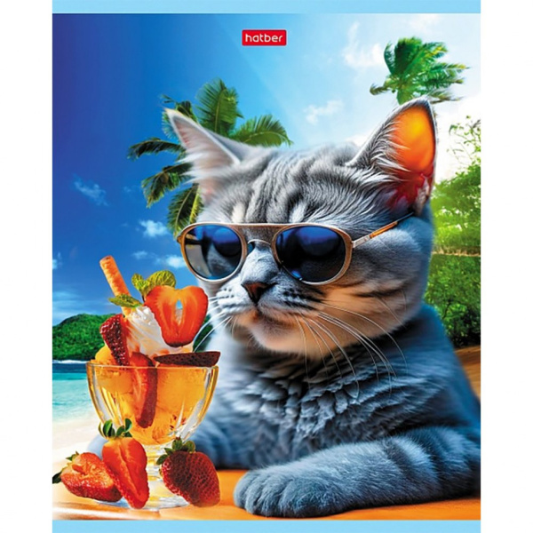 Тетрадь "Hatber", 40л, А5, клетка, на скобе, серия "Коты на релаксе"