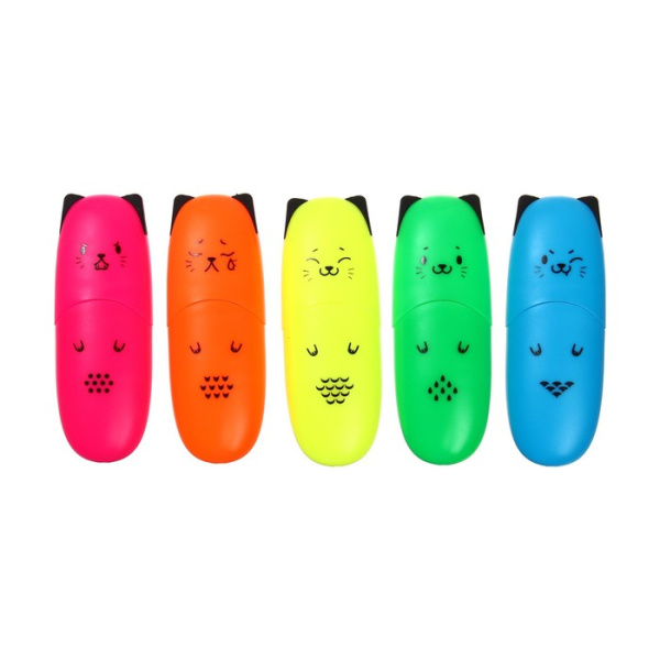 Маркер текстовыделитель мини 1-5мм BRAUBERG KIDS "CUTE CATS NEON", микс
