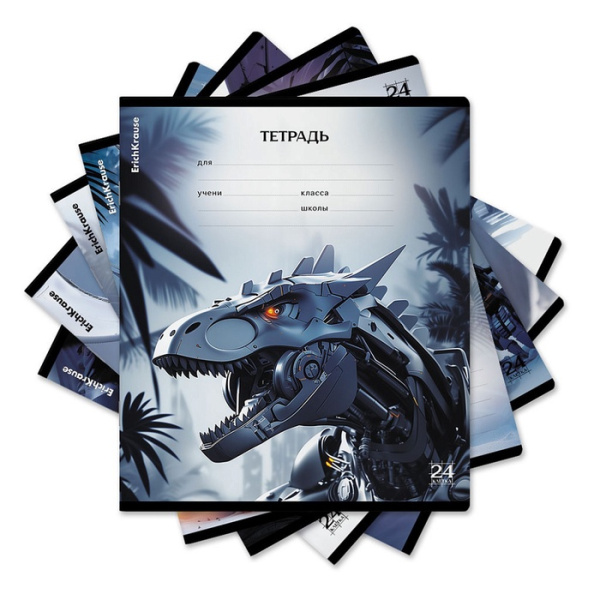 Тетрадь 24л кл ErichKrause "Techno Dino", обл.мел.кар., МИКС 