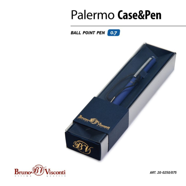 Ручка шариковая поворотная, 0.7 мм, BrunoVisconti PALERMO, стержень синий, металлический корпус Soft