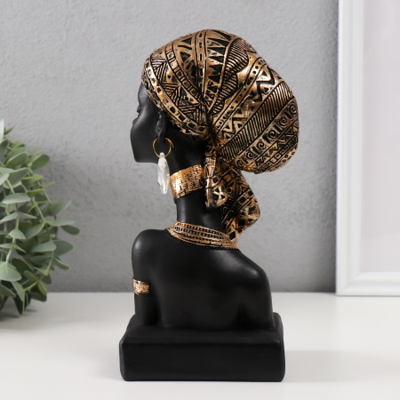 Фигура полистоун «Бюст. Африканка в косынке с узорами», 12×9×22 см